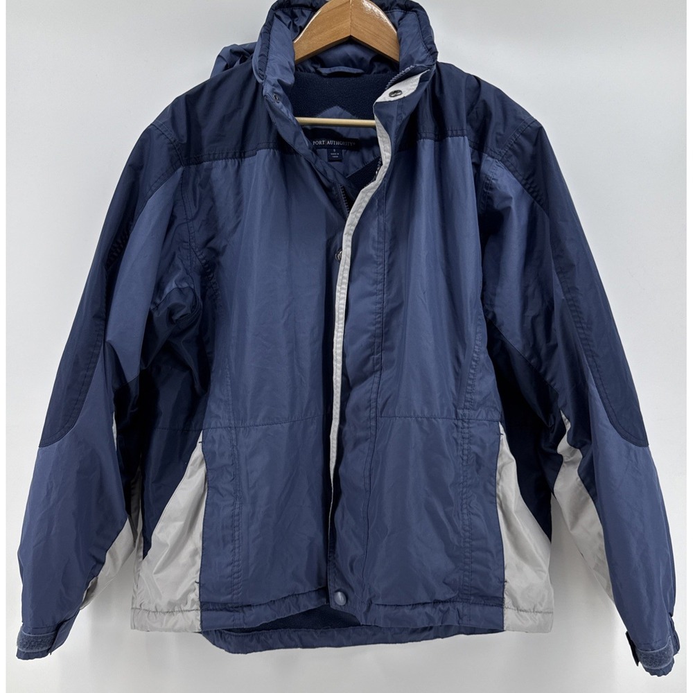 Port Authority Anacortes Mens Small Jacket Windbreaker Waterproof Hooded Blue